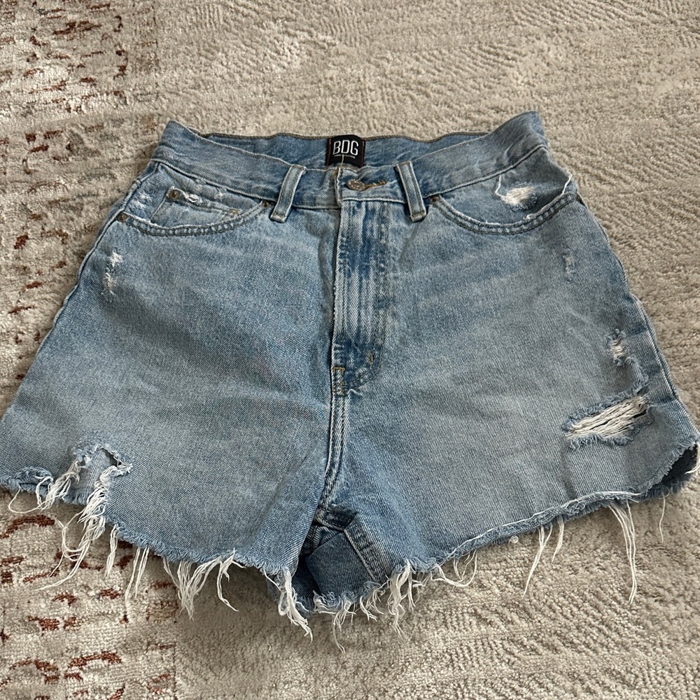BDG A-Line Short Women's Frayed Hem Jean Shorts - Light Blue